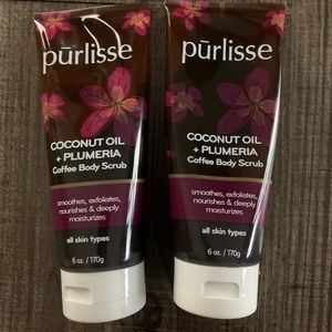 Purlisse Coconut oil and Plumeria Coffee Body Scrub . NWT set of 2 never opened